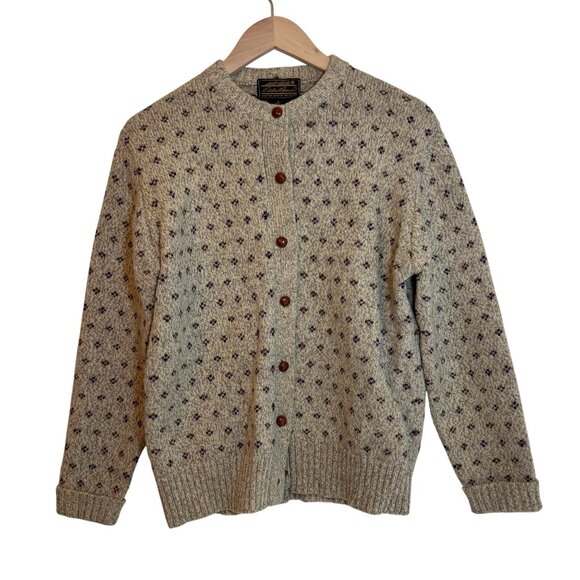 Eddie Bauer Wool Blend Neutral Beige Button Front Cardigan Sweater Women’s Large - Picture 2 of 5